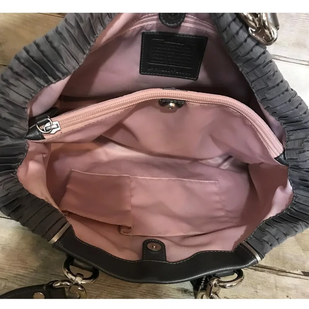Coach Ashley Gray Gathered Bag Carryall Satchel Handbag Purse F20050